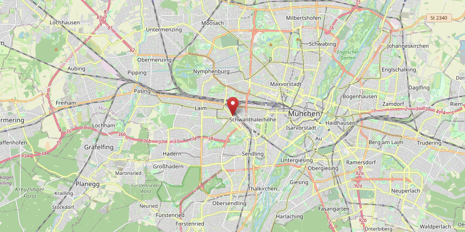 Karte von München, Schwanthalerhöhe, Elsenheimerstrasse, München